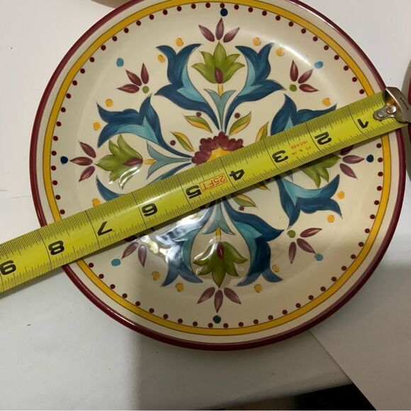 Bobby Flay Sevilla Red Rim 8" Lunch Salad Dessert Plates Set of 4 Retired G13 - Picture 7 of 7